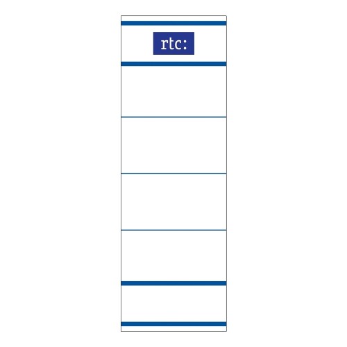 Etichete RTC din carton, pentru bibliorafturi,  45 x 142 mm, alb