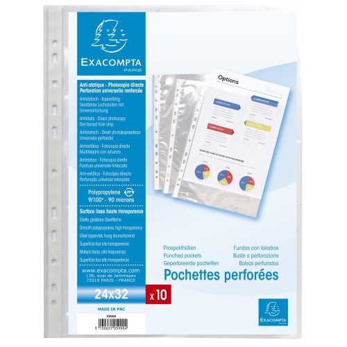 File de protectie Exacompta, pentru carti de vizita, 110 microni, 10 bucati/set