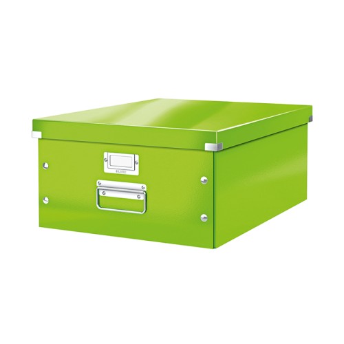 Cutie depozitare Leitz WOW Click & Store, carton laminat, mare, pliabila, verde