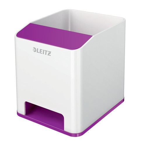 Suport instrumente de scris Leitz WOW, PS, cu amplificare sunet, culori duale, alb-mov