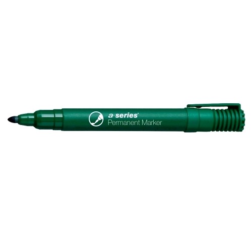 Marker permanent A-series, varf rotund, 2 mm, verde