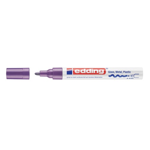 Marker permanent Edding 750, cu vopsea, corp metalic, varf rotund, 2-4 mm, violet