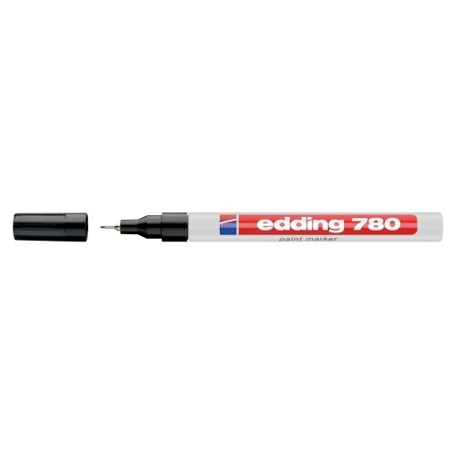 Marker permanent, Edding 780, cu vopsea, corp aluminiu, varf rotund, 0.8 mm, negru