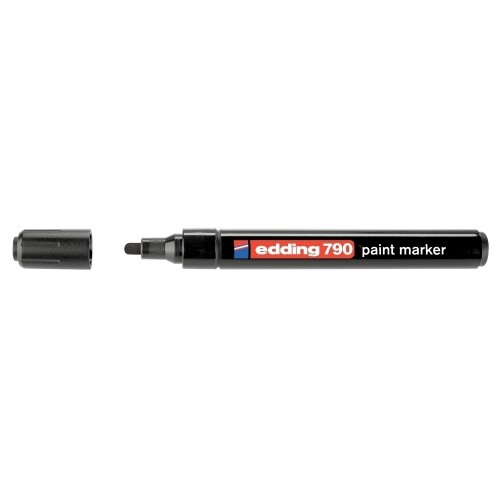 Marker permanent Edding 790, cu vopsea, corp plastic, varf rotund, 2-3 mm, negru