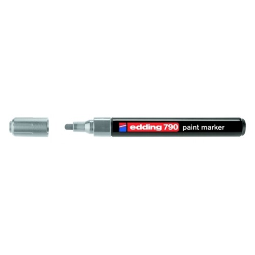 Marker permanent Edding 790, cu vopsea, corp plastic, varf rotund, 2-3 mm, argintiu