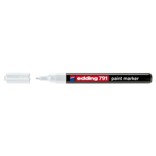 Marker permanent Edding 791, cu vopsea, corp plastic, varf rotund , 1-2 mm, alb