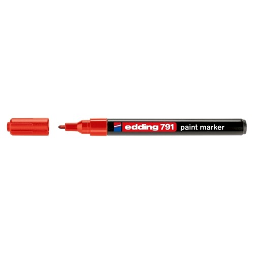 Marker permanent Edding 791, cu vopsea, corp plastic, varf rotund , 1-2 mm, rosu