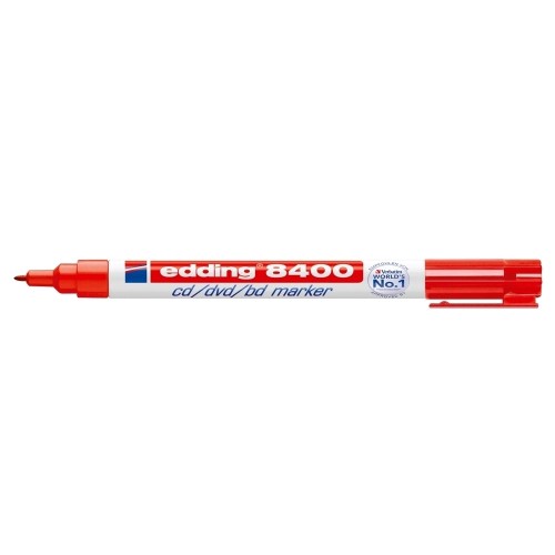 Marker permanent Edding 8400, pentru CD/DVD/BD, corp plastic, varf rotund, 0.75 mm, rosu