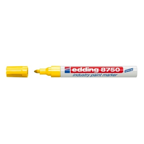 Marker permanent Edding 8750, cu vopsea, corp aluminiu, varf rotund, 2-4 mm, galben