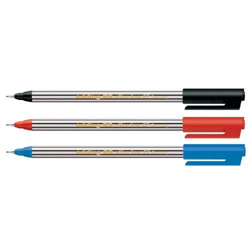 Liner Edding Office 89, varf fetru, 0.3 mm, 3 culori/set (negru, rosu, albastru)