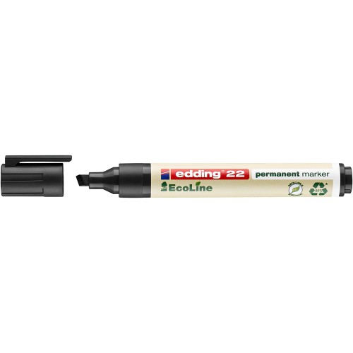 Marker Edding 22 Ecoline, permanent, corp plastic, varf tesit, 1-5 mm, negru