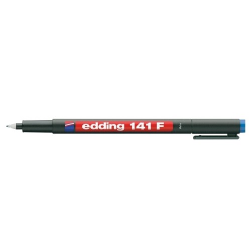 Marker permanent Edding OHP 141F, corp plastic, varf rotund, 0.6 mm, albastru