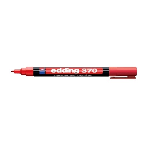 Marker permanent Edding 370, corp plastic, varf rotund, 1 mm, rosu