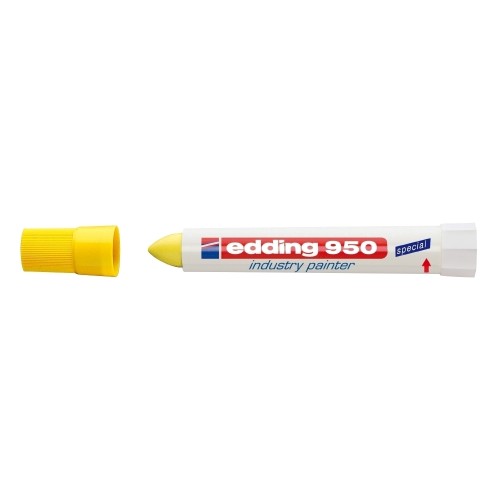 Marker permanent Edding 950 Industrial, corp plastic, varf rotund, 10mm, galben