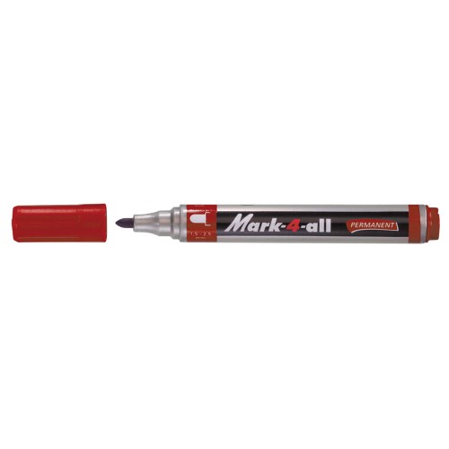 Marker permanent Stabilo Mark-4-All, corp plastic, varf rotund, 1.5-2.5 mm, rosu