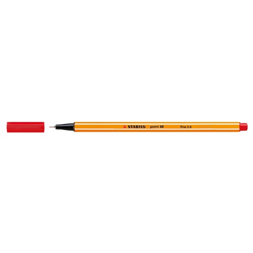 Liner Stabilo Point 88, varf fetru, 0.4 mm, rosu