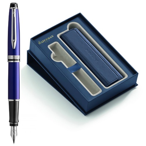 Set stilou Waterman Expert Deluxe Blue, cutie cadou cu etui