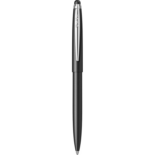 Pix cu mecanism Scrikss Stylus Matt Black, negru touch vf M scriere albastra