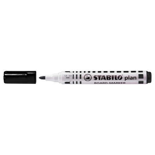 Marker pentru tabla Stabilo Plan 64, varf rotund, 2.5-3.5mm, negru