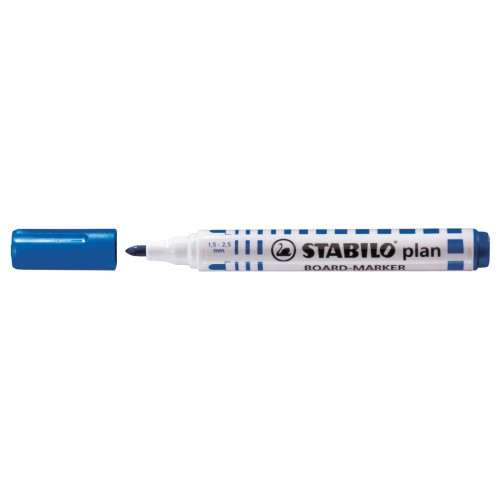 Marker pentru tabla Stabilo Plan 64, varf rotund, 2.5-3.5mm, albastru