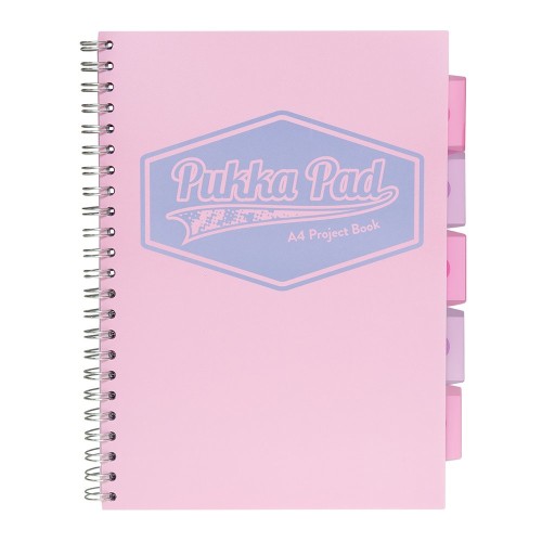 Caiet A4 cu spira si separatoare Pukka Pads PB Pastel, matematica, roz