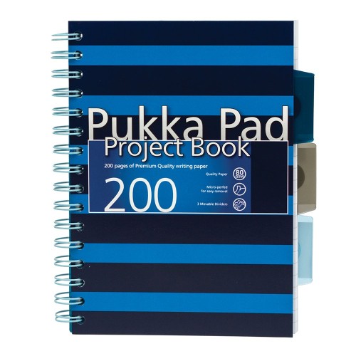 Caiet A5 cu spira si separatoare Pukka Pads NPB, matematica, albastru