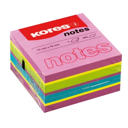 Notite adezive, Kores, 75 x 75 mm, multicolor, 450 file