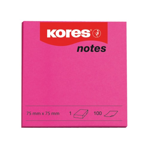 Notite adezive, Kores, 75 x 75 mm, magenta, 100 file