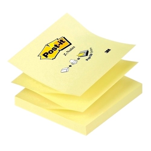 Notite adezive, Post-it, Z-notes, galben neon, 76 x76 mm, 100 file