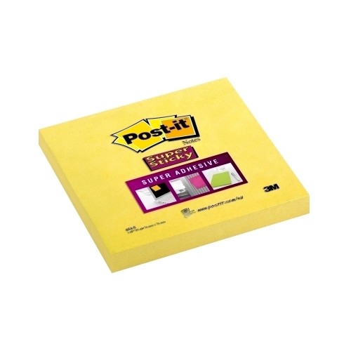 Notite adezive, Post-it, Super Sticky, 76 x 76 mm, galben, 90 file