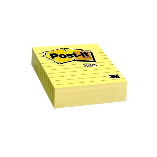 Notite adezive, Post-it, liniate, galben, 100 x 100 mm, 300 file