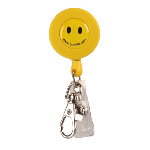 Snur retractabil Tarifold, clip de prindere, 60 cm, Smiley Face, 10 bucati/set