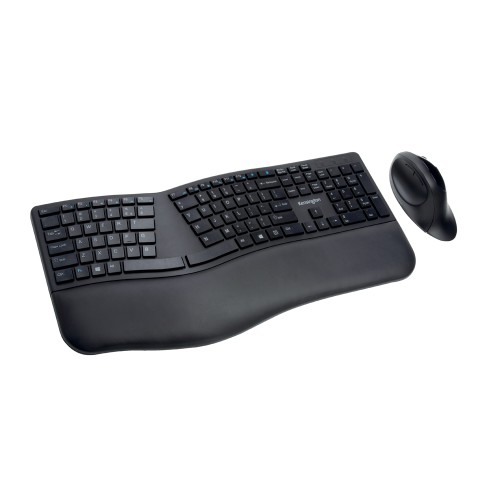 Kit tastatura + mouse Kensington ProFit Ergo, conexiune wireless, negru