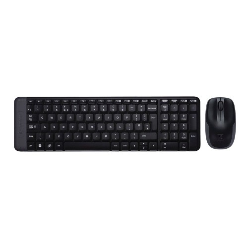 Kit mouse si tastatura wireless, Logitech MK220, negru