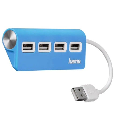 Hub USB HAMA 12179, USB 2.0, albastru