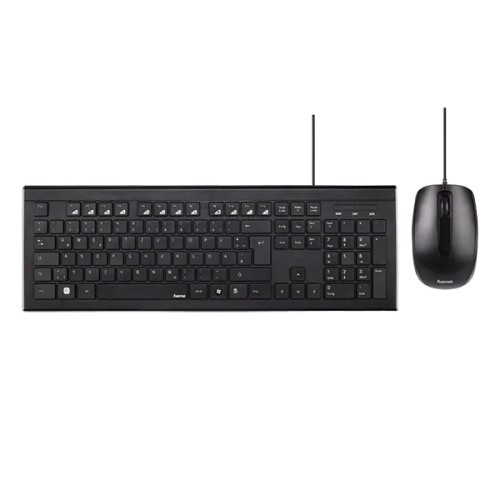 Kit tastatura si mouse cu fir HAMA Cortino, USB, Layout RO, negru