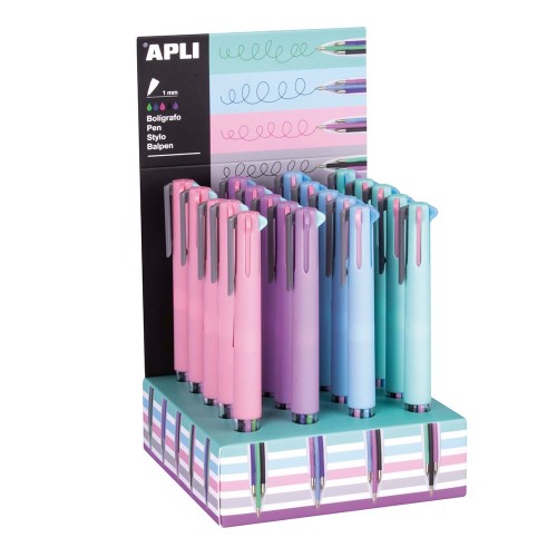 Display pixuri cu mecanism Apli 4 in 1, culoare corp pastel, 20 bucati/set