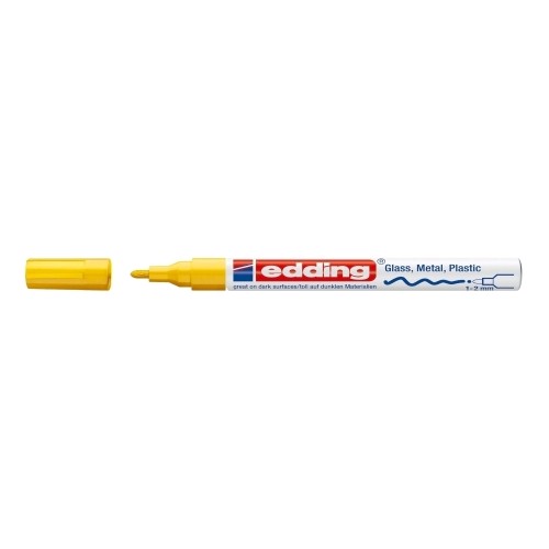 Marker permanent Edding 751 cu vopsea, corp metalic, varf rotund, 1-2 mm, galben