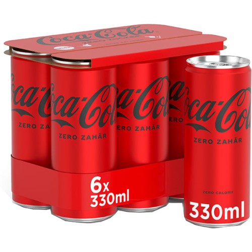 Bautura racoritoare carbogazoasa COCA-COLA Zero Zahar bax 0.33L x 6 doze