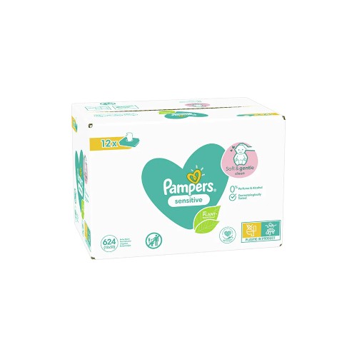 Servetele umede PAMPERS Sensitive, 12 pachete, 624 bucati