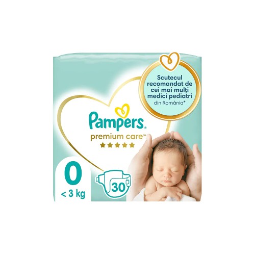 Scutece PAMPERS Premium Care Carry Pack nr 0, Unisex, 1-2.5 kg, 30 bucati