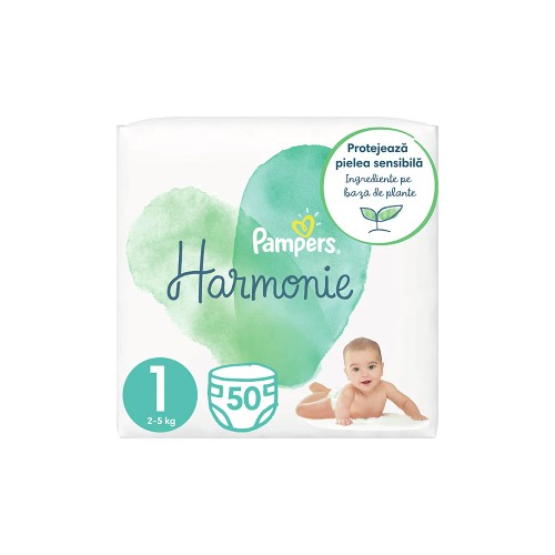 Scutece PAMPERS Harmonie nr 1, Unisex, 2-5 kg, 50 bucati