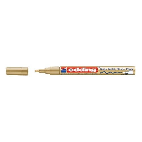 Marker permanent Edding 751 cu vopsea, corp metalic, varf rotund, 1-2 mm, auriu