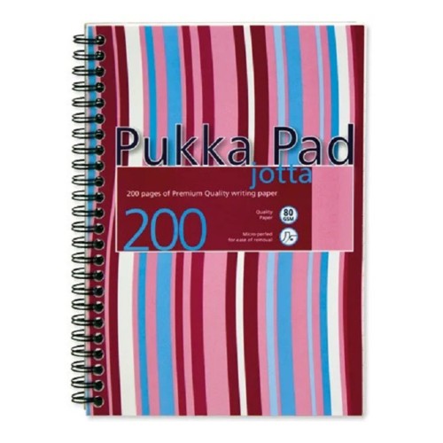 Caiet A4 cu spira PukkaPads Stripes, 200 file, dictando, roz