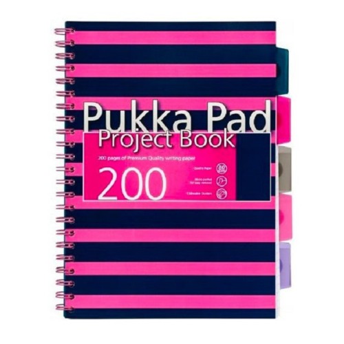 Caiet A4 cu spira si separatoare Pukka Pads PBN, 200 file, matematica, roz