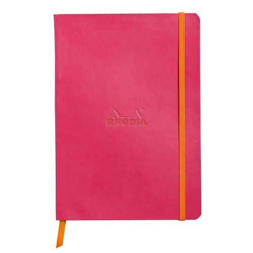 Notebook A5 Rhodiarama, 80 file, ivory, dictando, roze