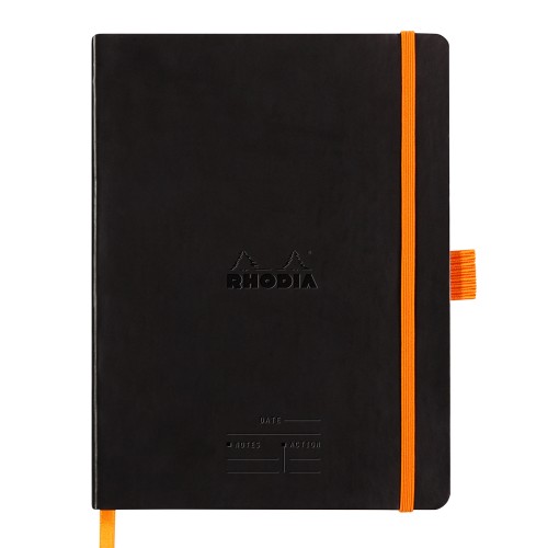 Meeting Book A5+ Rhodiarama, 80 file, negru