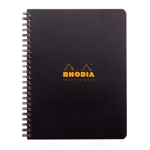 MeetingBook cu spira A5+ Rhodiactive, 80 file, negru