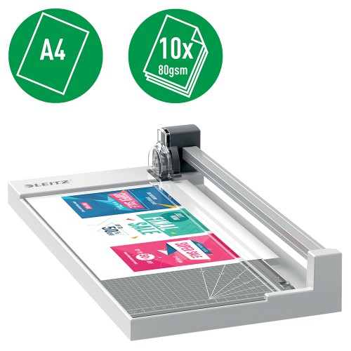 Trimmer Leitz Home Office Precision, A4, 10 coli, gri