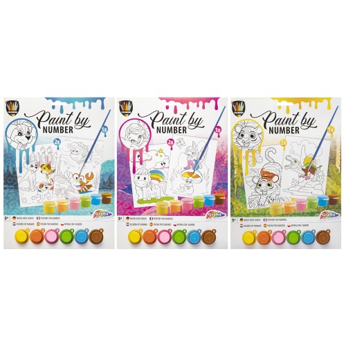 Set pictura pe numere Creative Craft, A4, 6 culori, 2 planse, 1 pensula